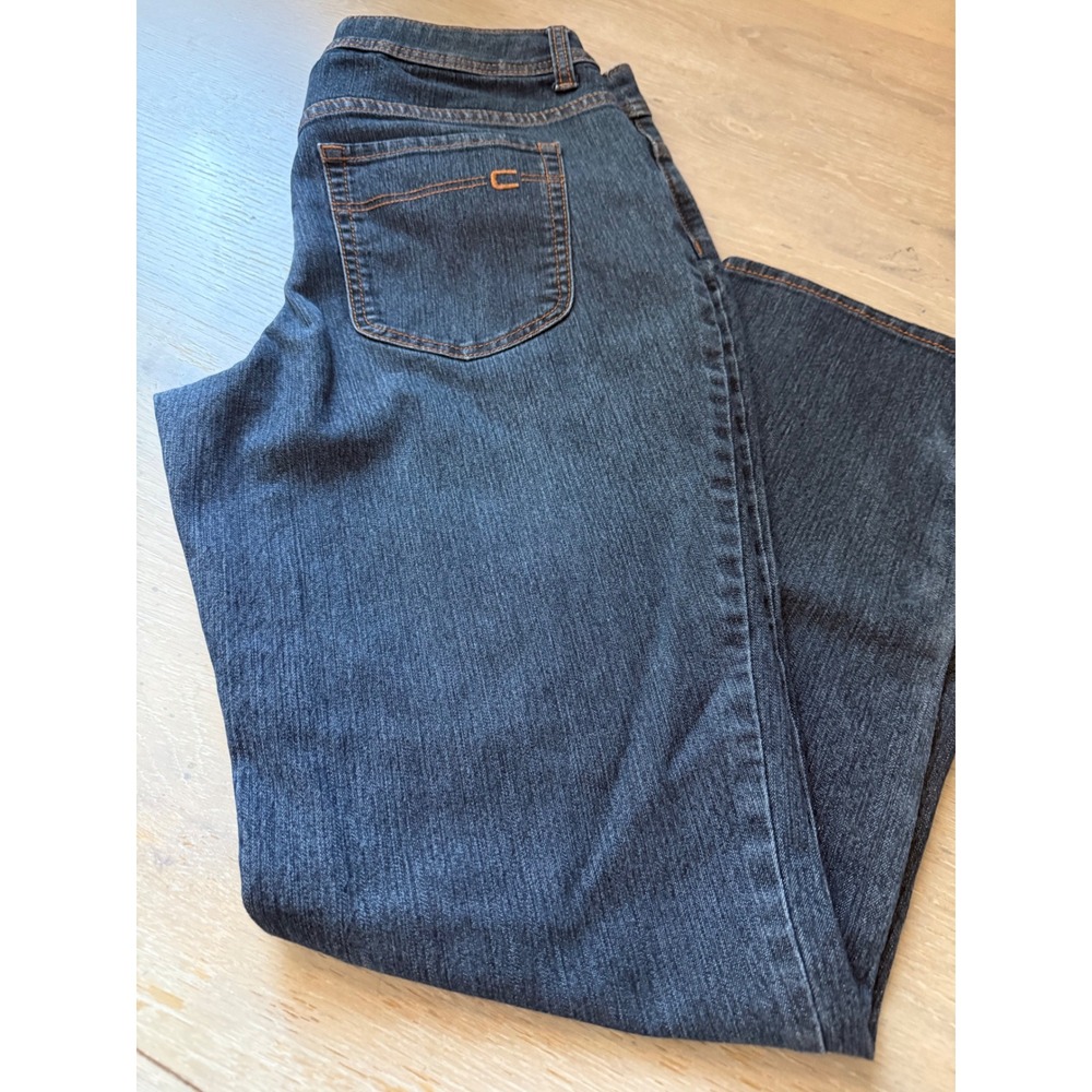 Chicos Dark Wash Ankle Jeans Size 0.5 Straight Leg Denim Blue Pants